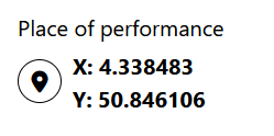 Place of performance field showing automatically generated GPS coordinates based on geolocation.