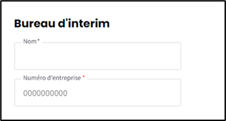 Screenshot that opens if it's an employment agency to fill in name and company number.